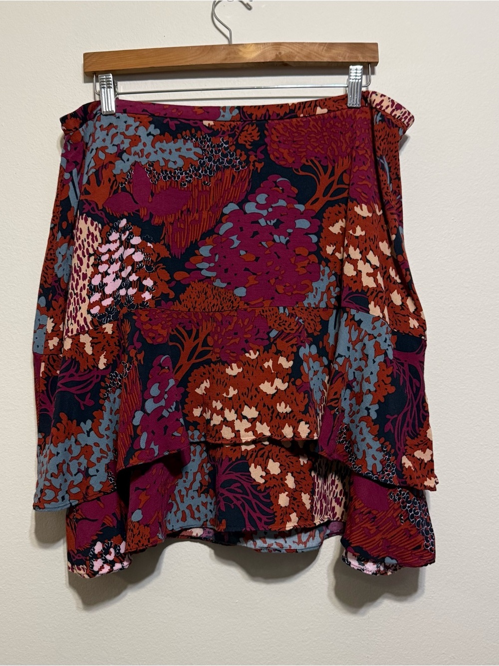 Boden tiered print mini Skirt Floral Trees Lined Zipper Womens 14 EUC